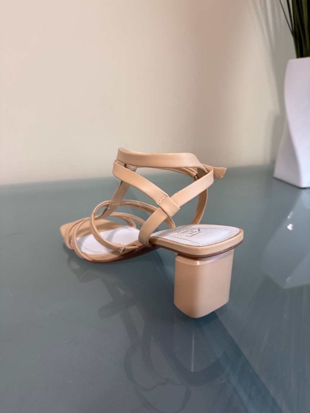 Franco Sarto Nude/Tan Strappy Block Heeled Sandals Size 8 - Picture 8 of 10